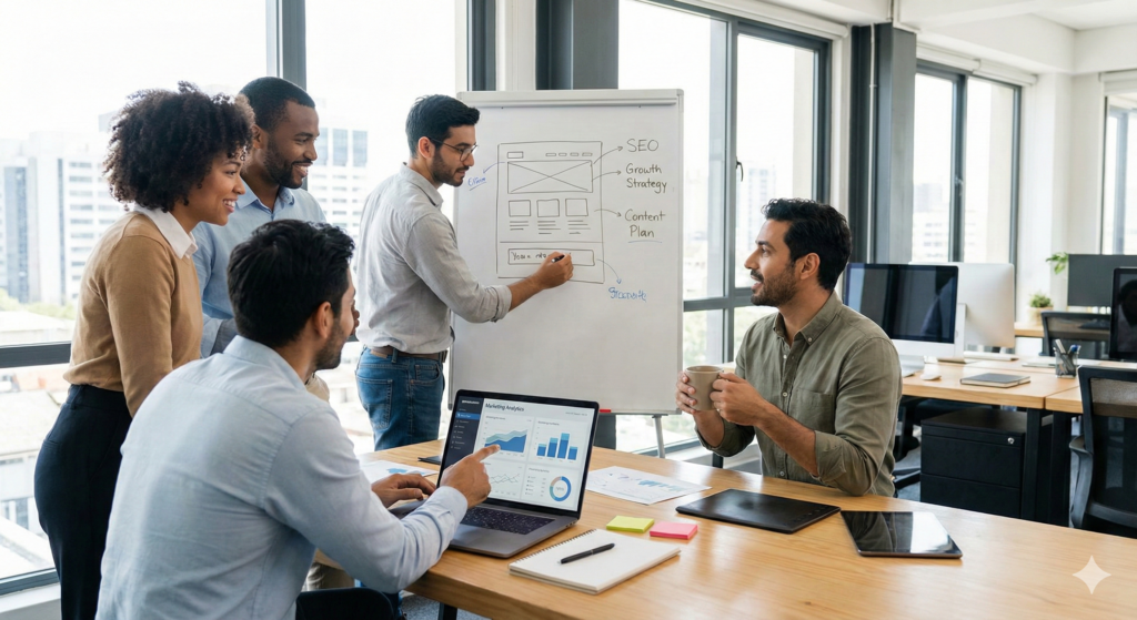 CPC Web Marketing team analyzing strategies for Digital Marketing Services